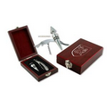 Wine Gift Set Corkscrew & Topper w/ Rosewood Box